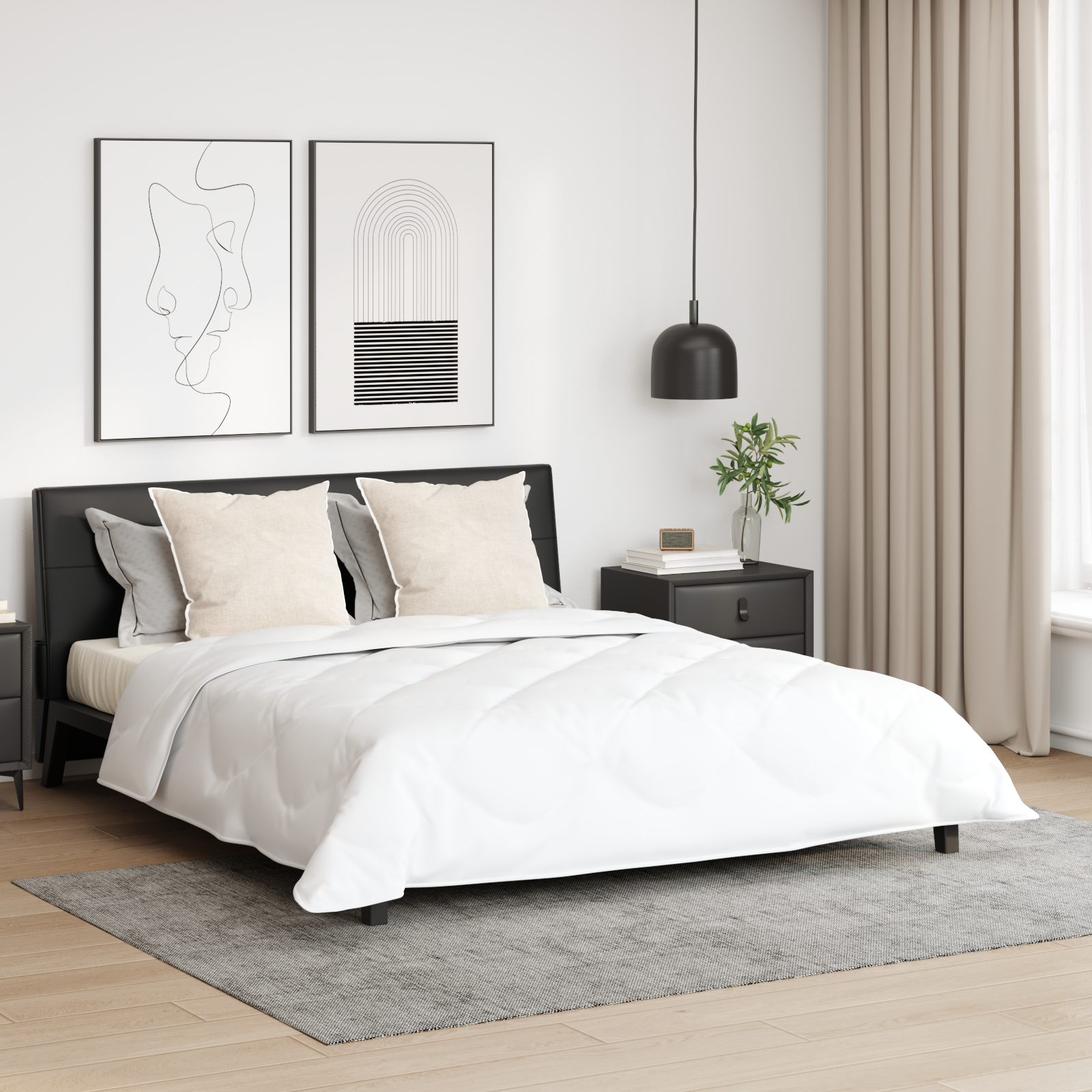 Couette avec oreiller 3 pcs | Duvet Blanc 200 x 220 cm Microfibre - 2