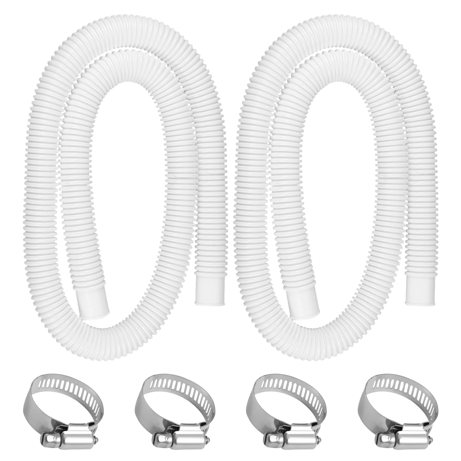 Tubi Di Ricambio Per Pompa Piscina Intex (4 Pezzi) - Diametro 3,2 Cm, Lunghezza 149,9 Cm, In PE Spesso, Con Morsetti In Acciaio Inox. Compatibili Con Pompa 603, 607, 637, 330/530/1000 GPH - 3