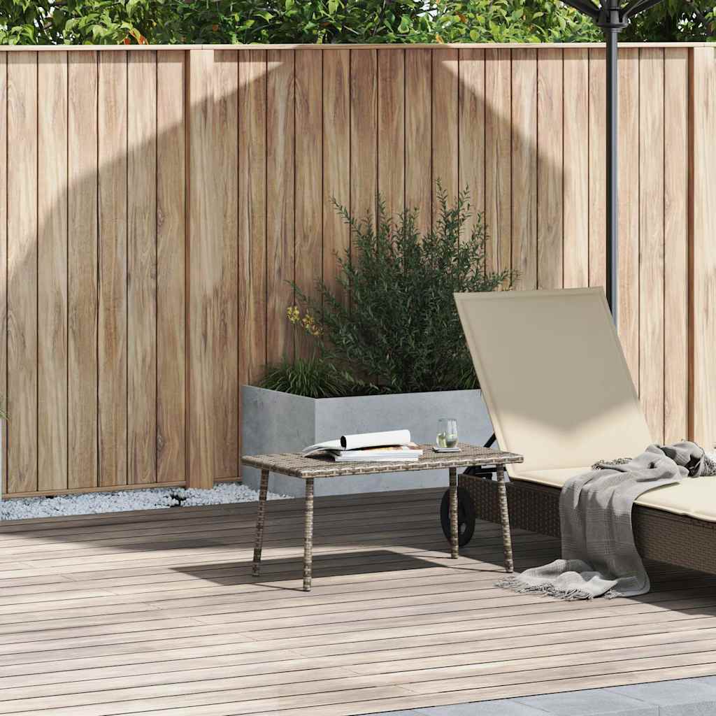 Table basse de jardin rectangulaire grise 80x40x37cm en rotin ...