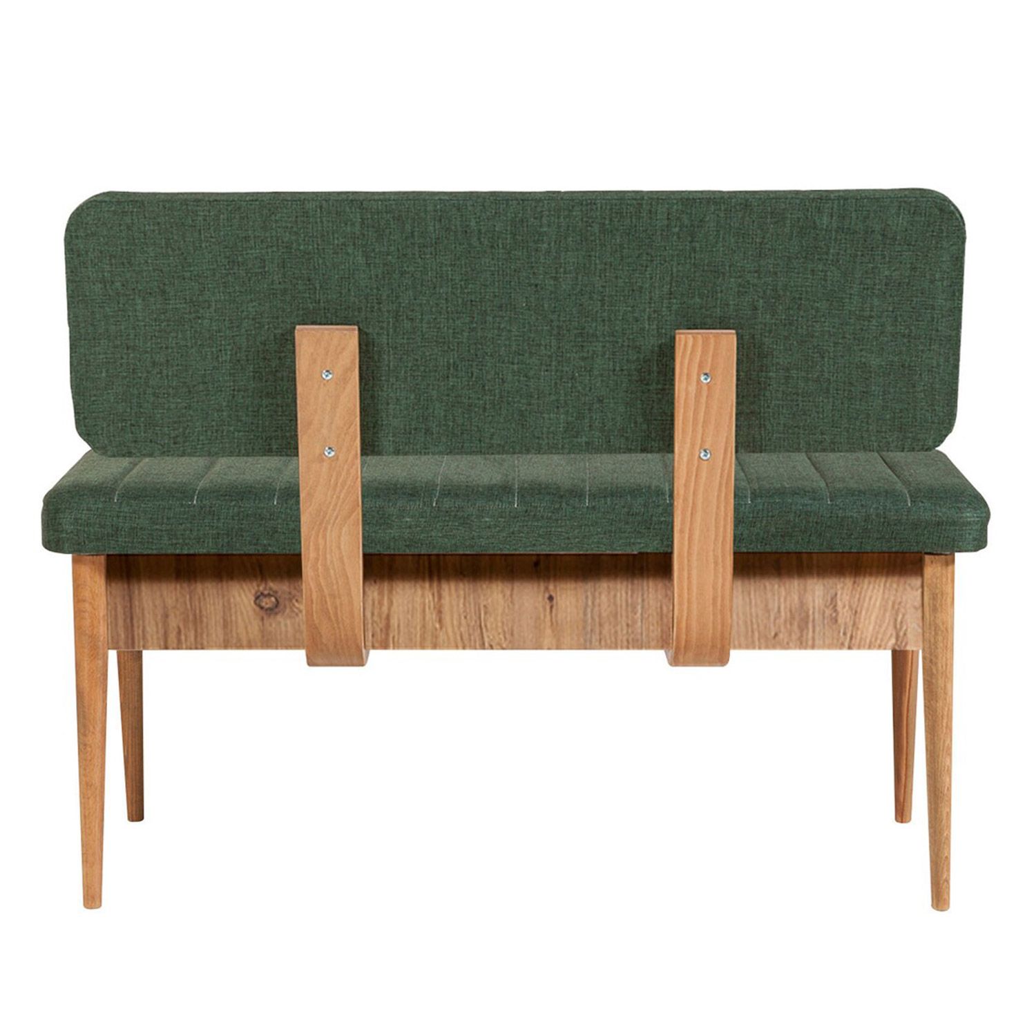 Banquette-coffre capitonnée avec dossier L110cm Scamnum Bois clair et Tissu Vert forêt - 3