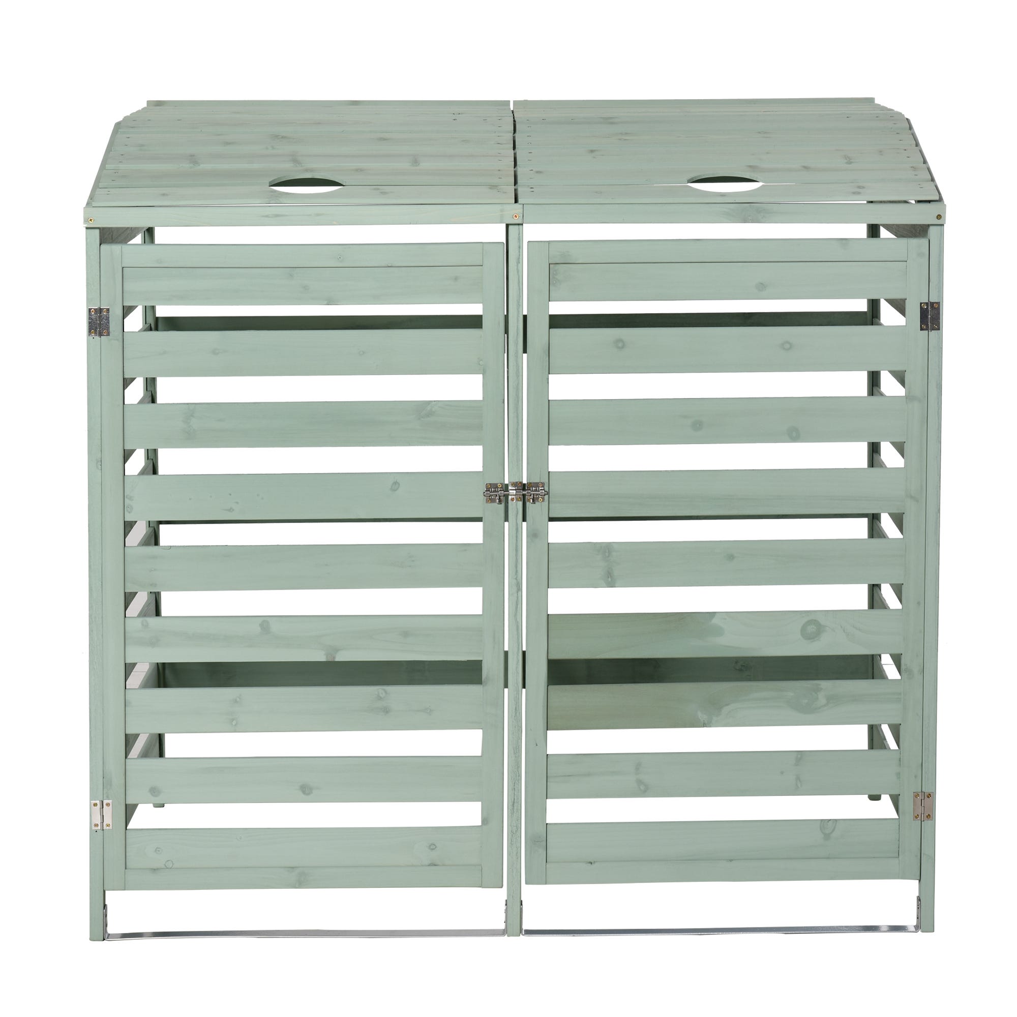 Outsunny Contenitore per bidoni della spazzatura per 2 bidoni della spazzatura chiudibile, in acciaio nero, 178,5 x 104,5 x 128,5/113 cm Outsunny Contenitore per bidoni della spazzatura per 2 bidoni della spazzatura chiudibile, in acciaio nero, 178,5 x 104,5 x 128,5/113 cm