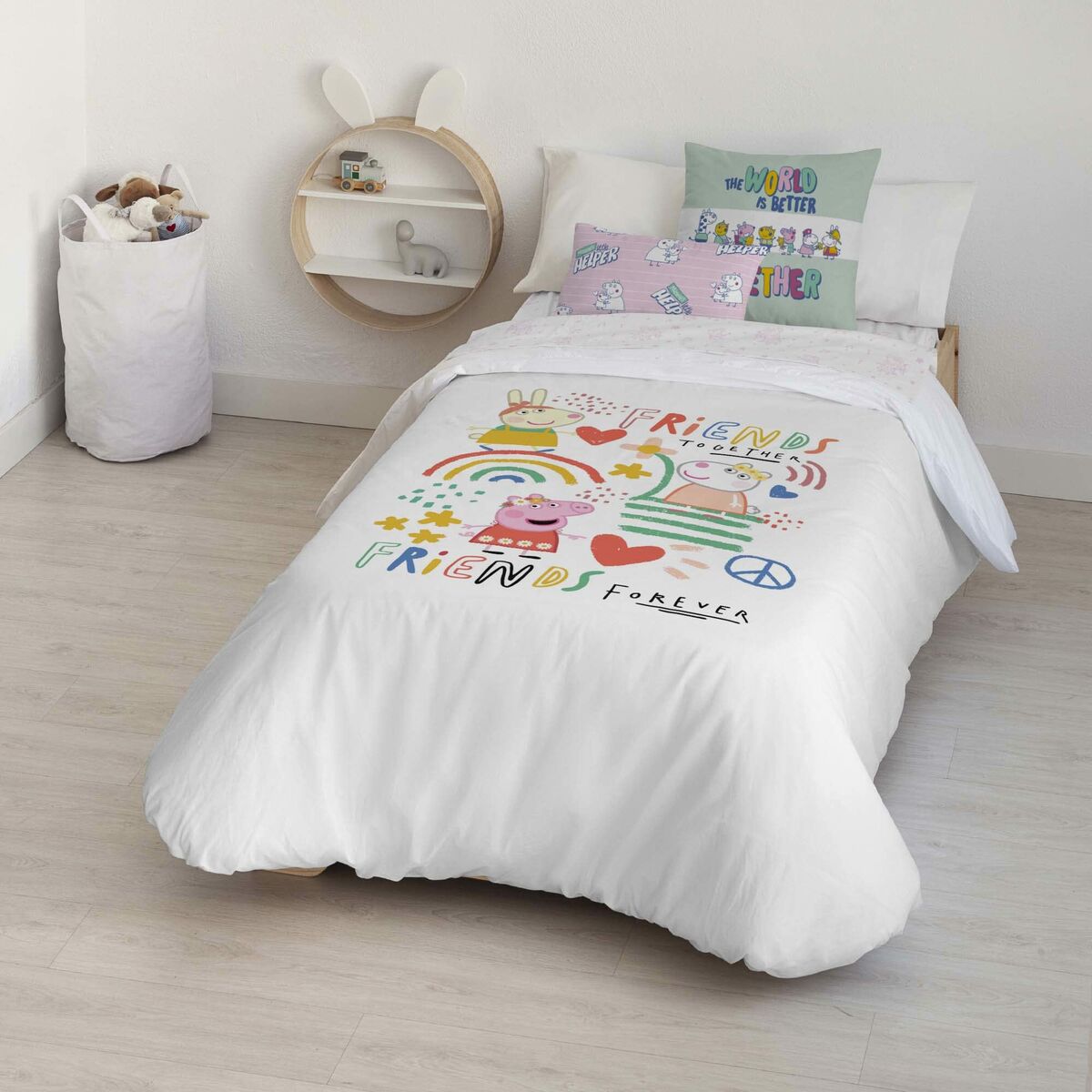 Funda nórdica peppa pig together multicolor 175 hilos 180 x 220 cm
