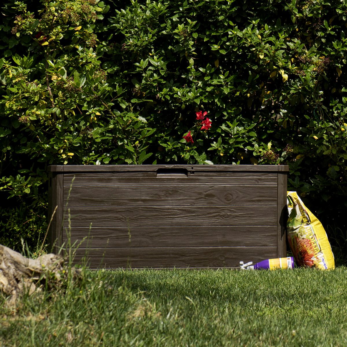 Baule Cassapanca Multiuso in Resina Effetto Legno 120x45x56 cm - 7