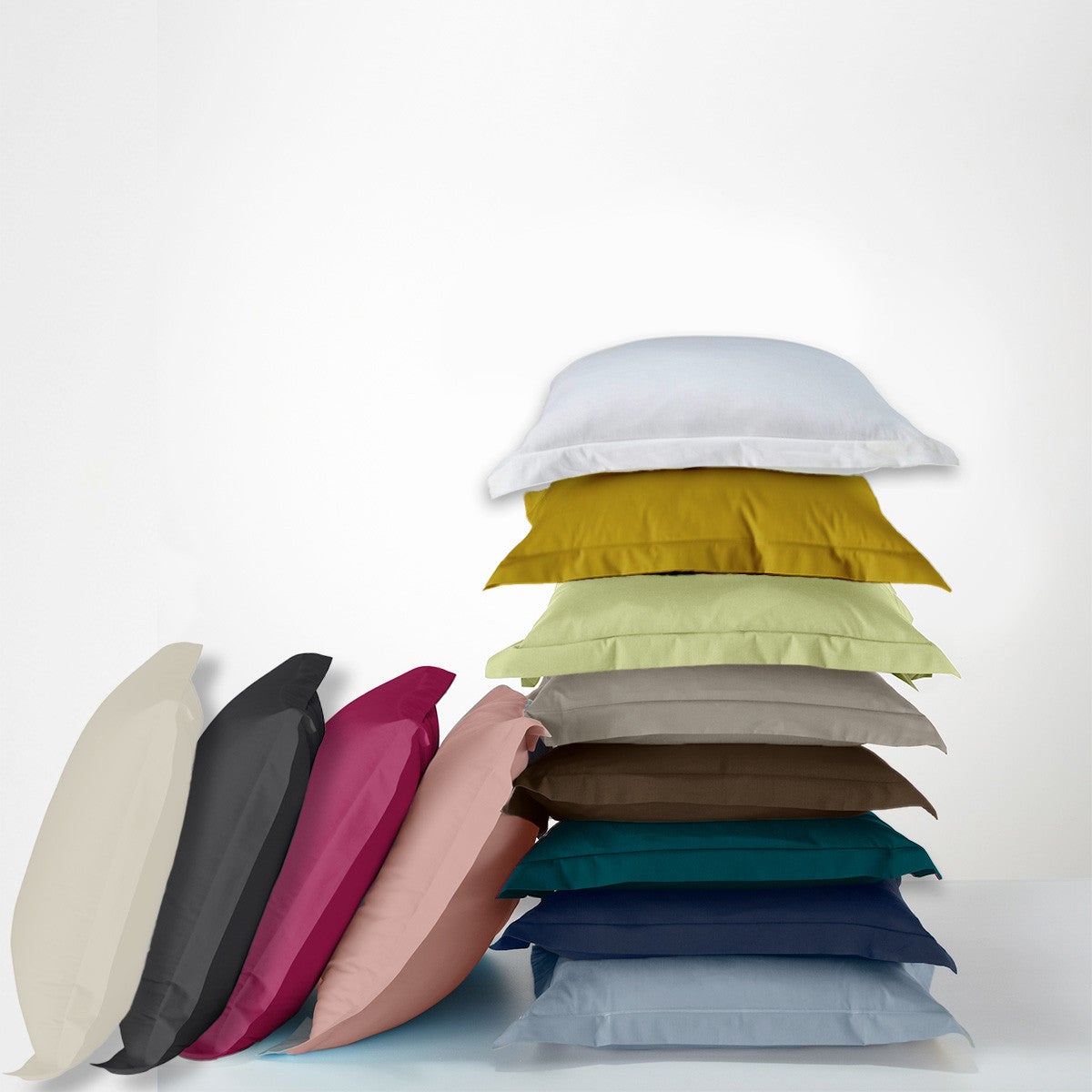 Housse de couette en coton 57 fils unie blanc 260x240cm - 4