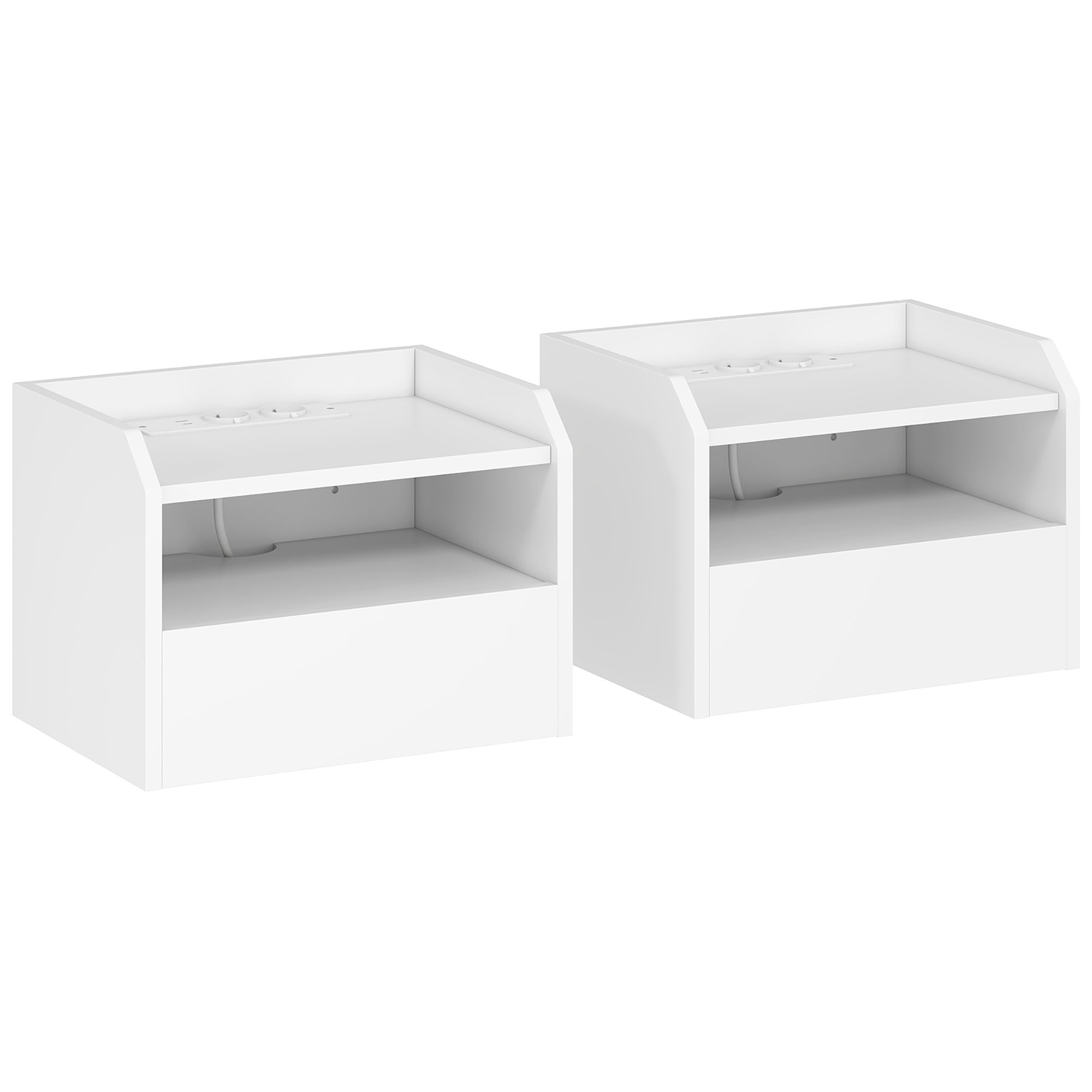 Homcom  Mesitas De Noche Melamina De Madera 40X29x29 Cm 83D-101V90wt Blanco , Leroy Merlin
