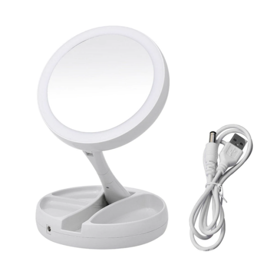 Miroir Grossissant X10 Sur Pied Miroir De Maquillage Lumineux X20 Double Face - Luminosité Réglable, Rechargeable USB, Support Pliable 360° - Cuteefun