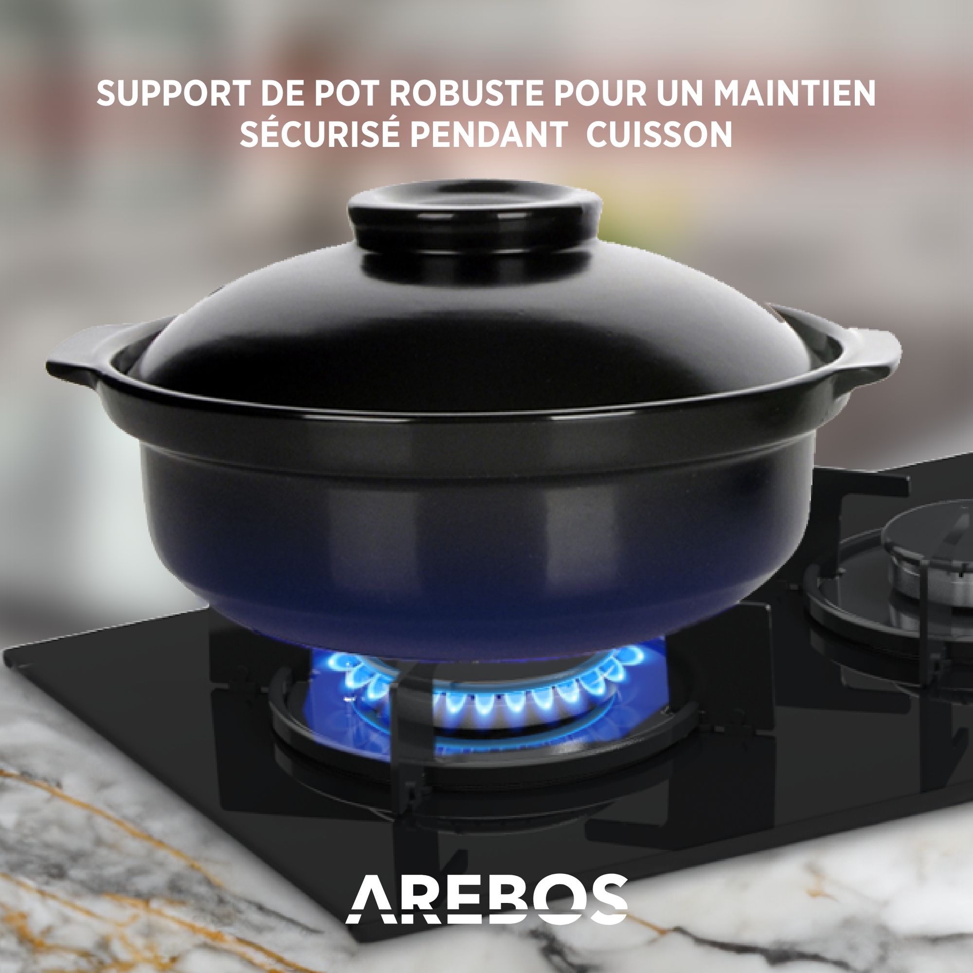 AREBOS Plaque de cuisson à gaz à 2 brûleurs – Design moderne, compatible gaz naturel et propane, sécurité intégrée, idéale pour toutes les cuisines - 6