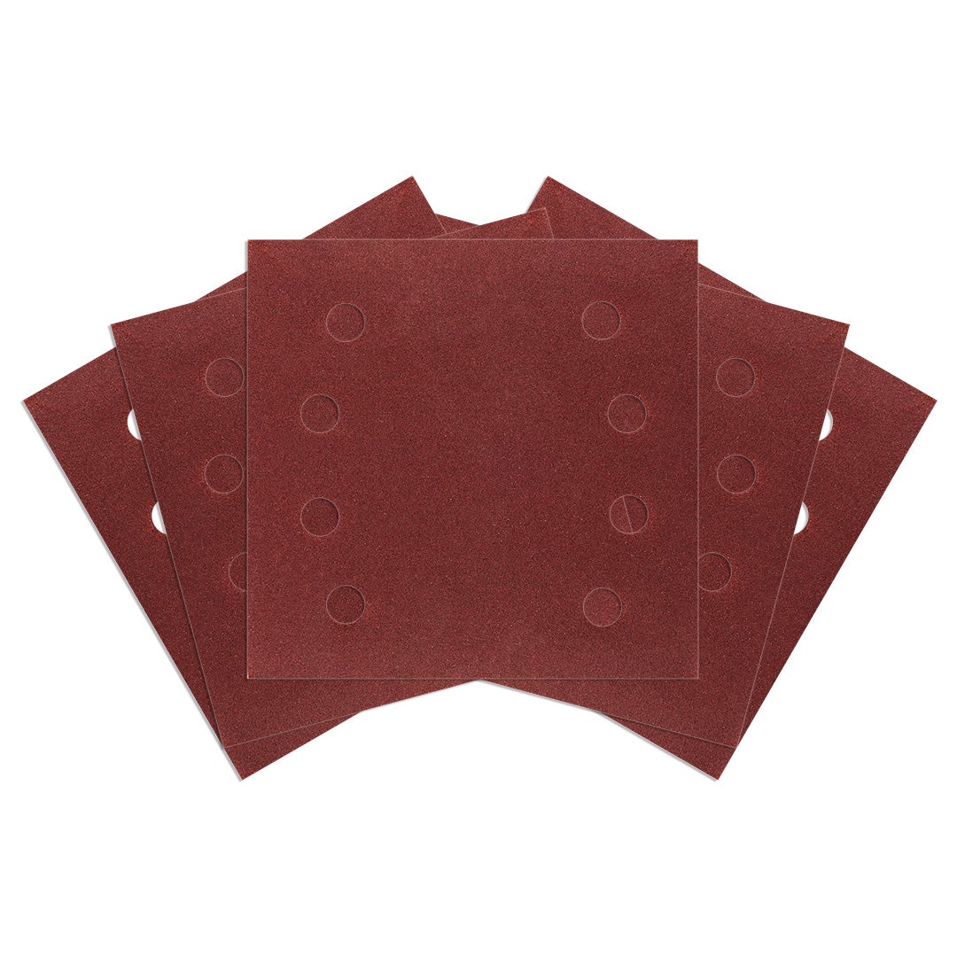 Hartie de slefuit Velcro, patrata, 113 x 113 mm, P120, 5 buc, cu 8 gauri, pentru 04-623 54-054