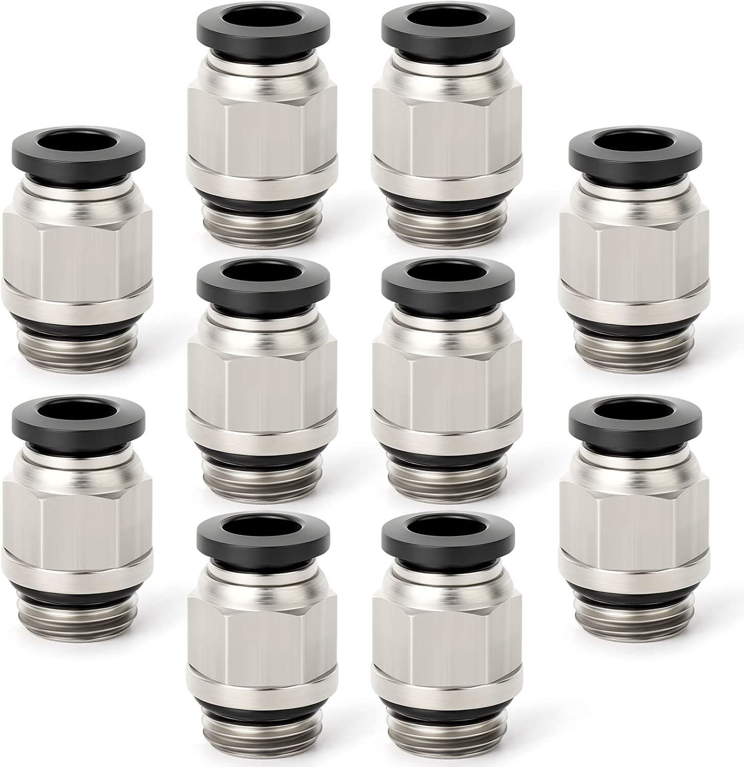 Zestaw 10 szybkozłączy prostych męskich do rur o średnicy zewnętrznej 6 mm x gwint BSP 1/8" z pierścieniem uszczelniającym (PC6-01)
