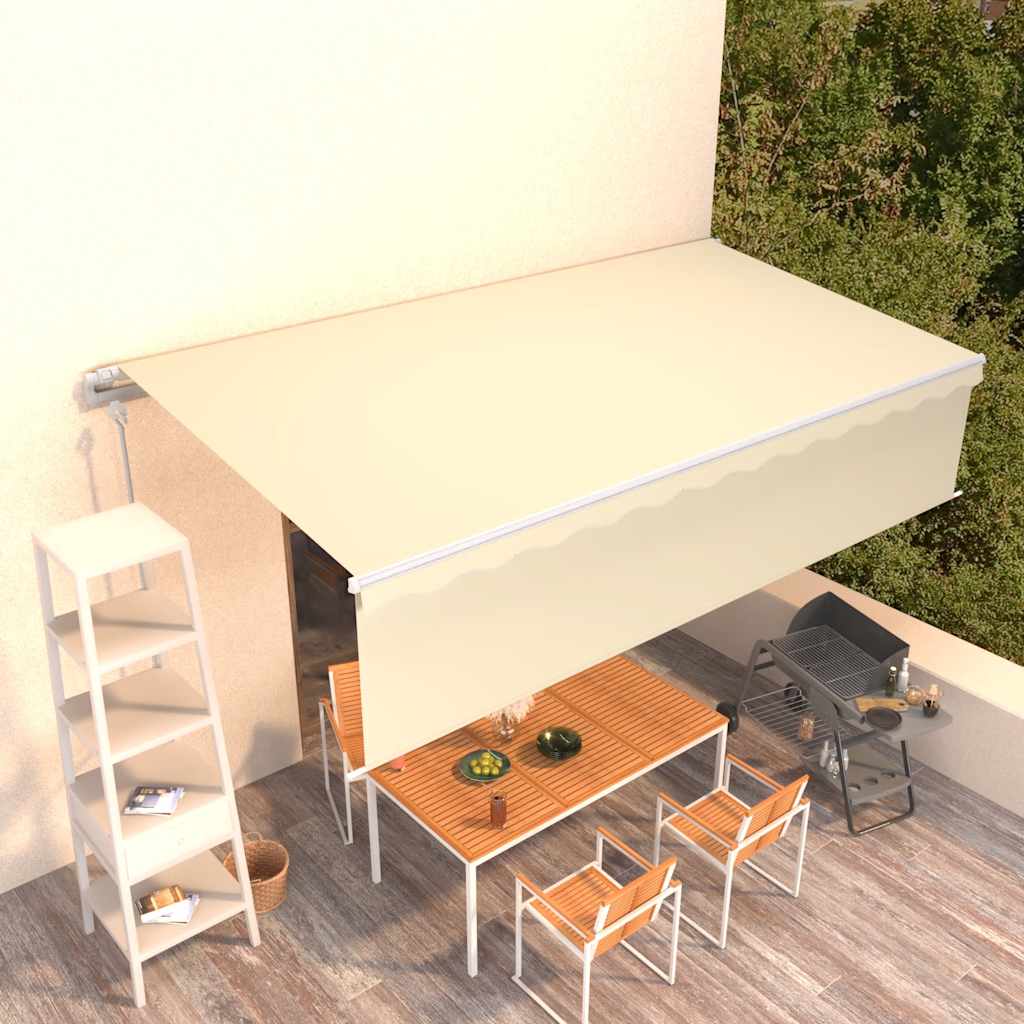 Toldo automático retráctil con persiana 6x3 m crema vidaxl