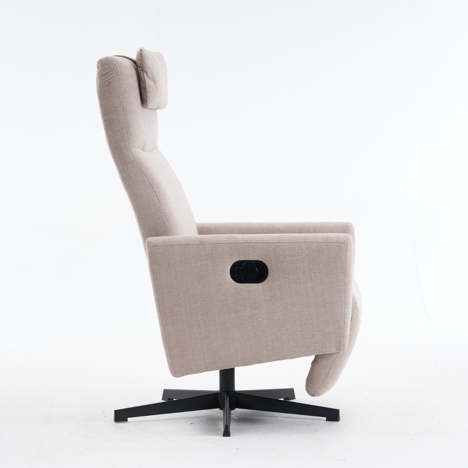 Fauteuil relax avec fonction inclinable, tissu chenille confortable, fauteuil pivotant 360° avec repose-pieds, moderne pour salon - 3