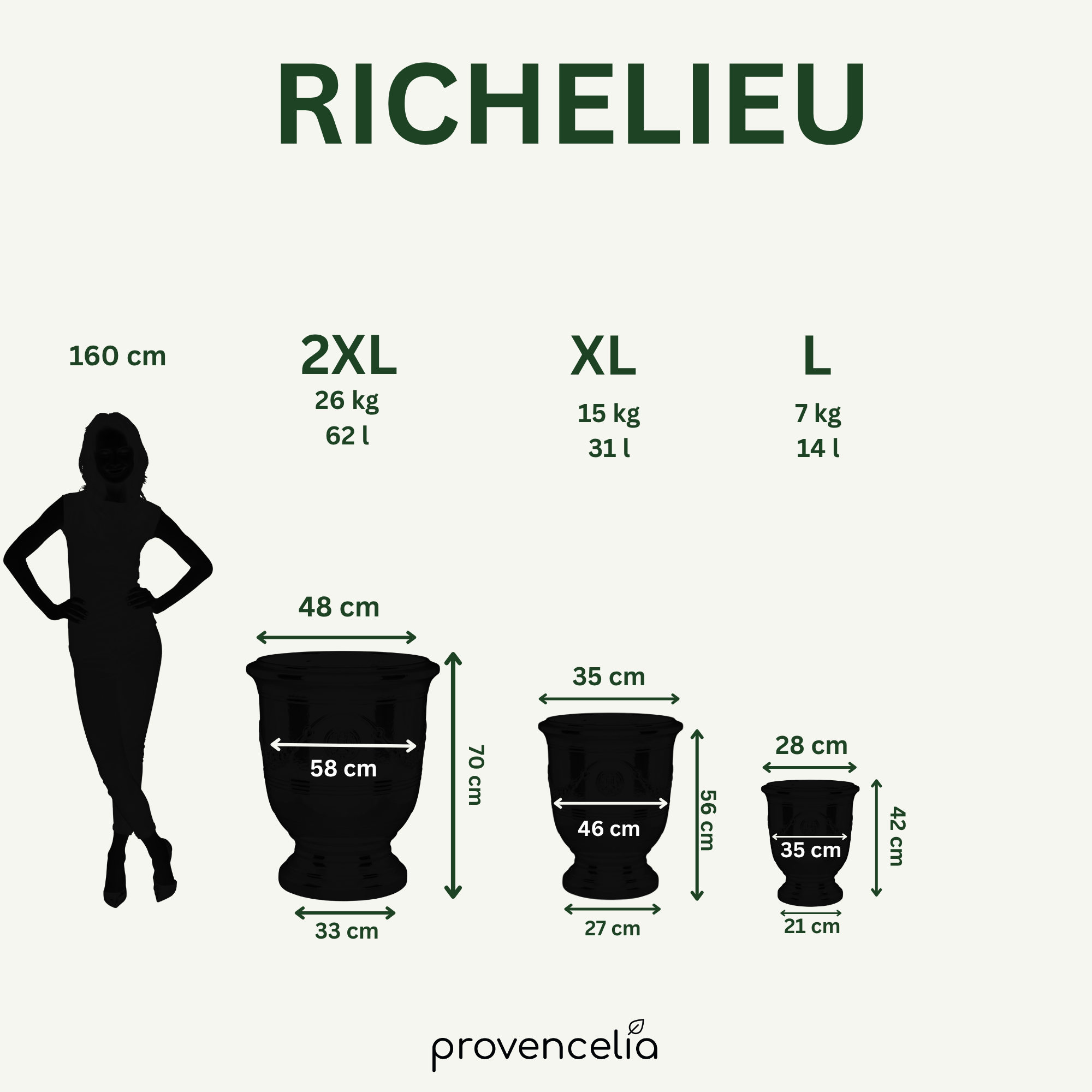 Pot grande taille d'extérieur RICHELIEU 35x42cm jade, fait main en terre cuite émaillée, résistant au gel - 2