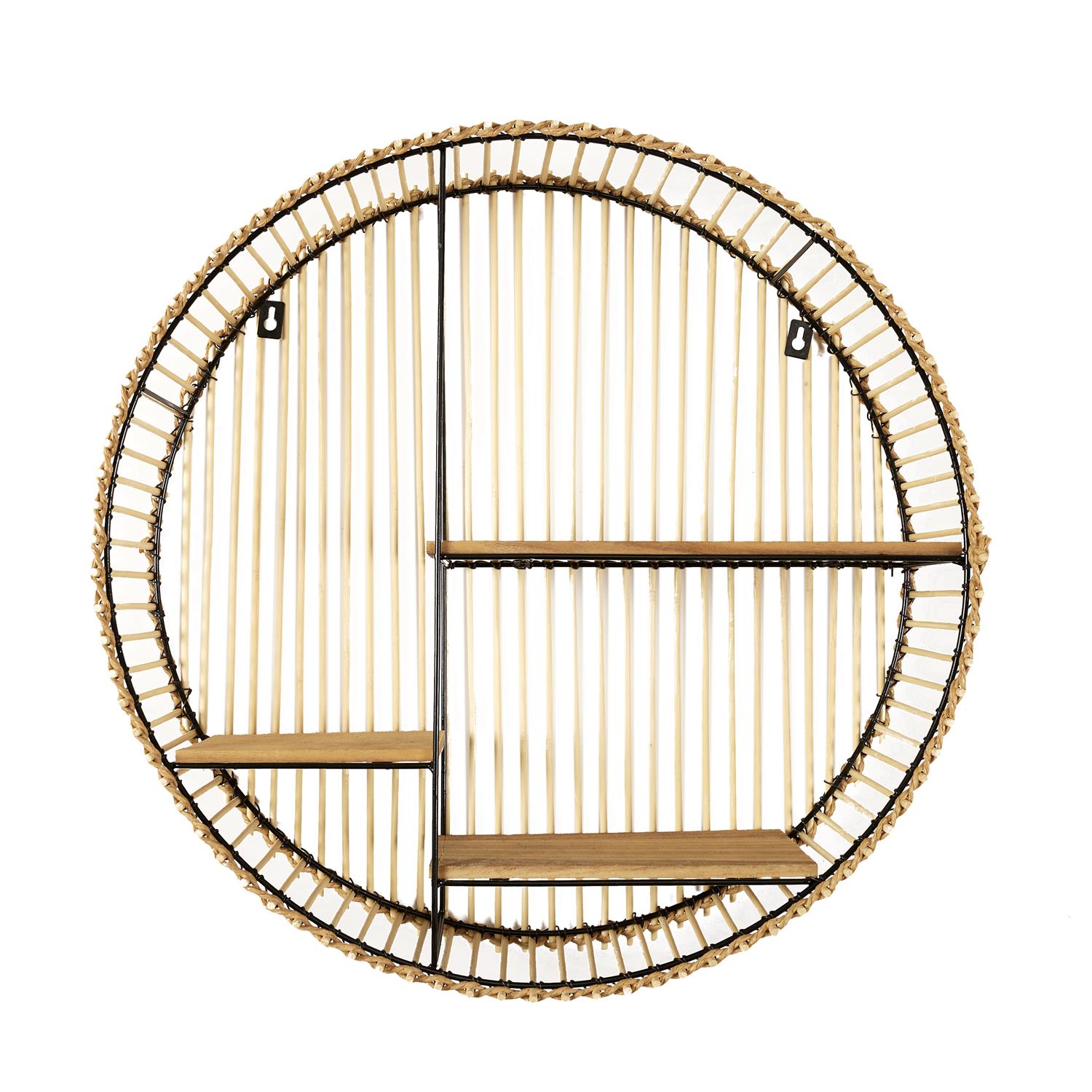 Etagere - Home Deco Factory - Java - Ronde - Compartimentée - Noir Et Beige - 4