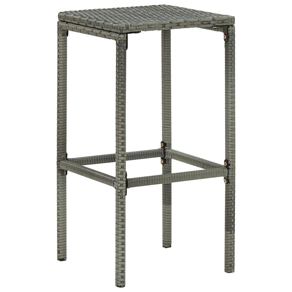 Tabourets de bar avec coussins 3 pcs Gris Résine tressée - 3