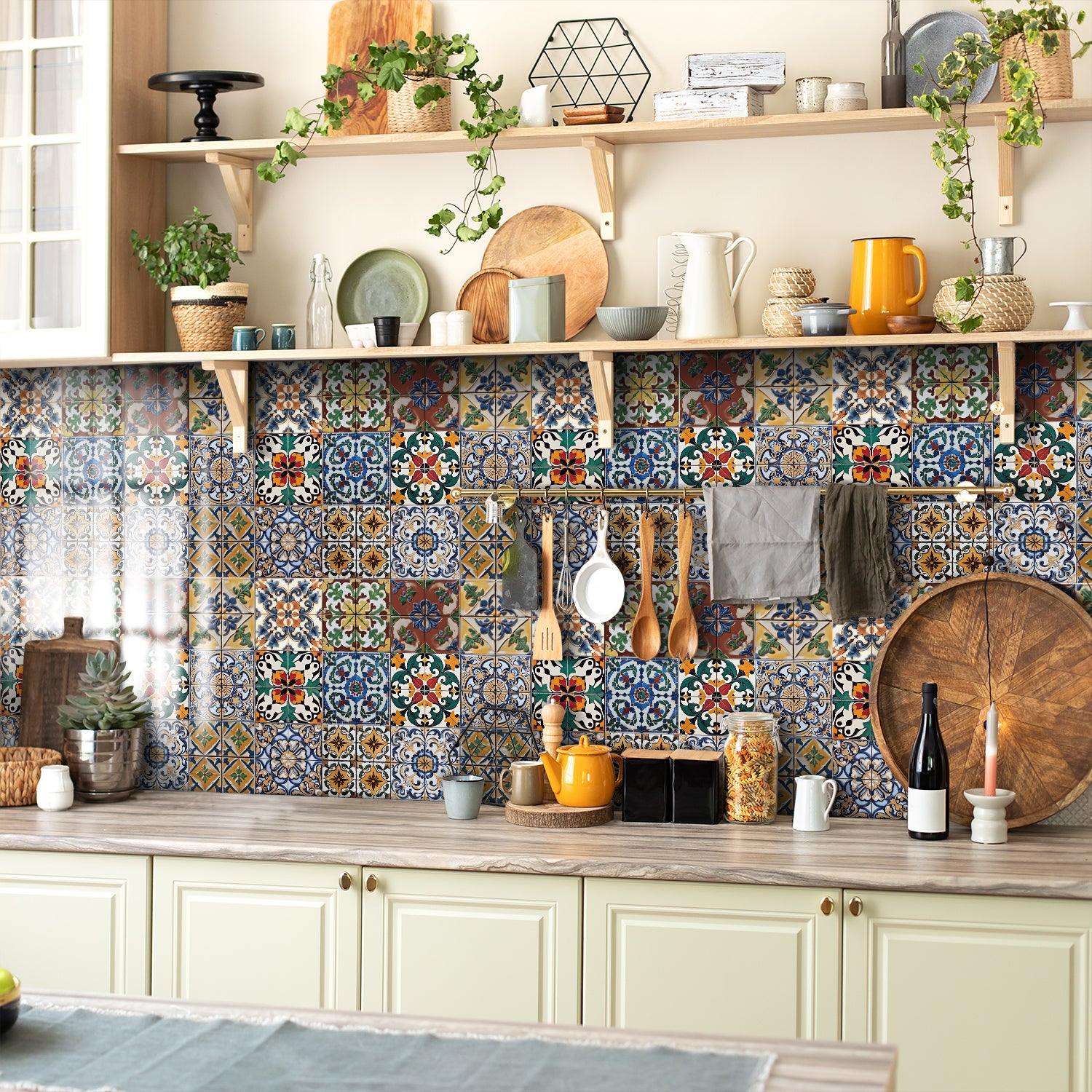 Lot de 12 panneaux muraux 3D autocollants, Crédence adhésive, Autocollants décoratifs, Imperméables et résistants à la chaleur, 15 cm x 15 cm - 2