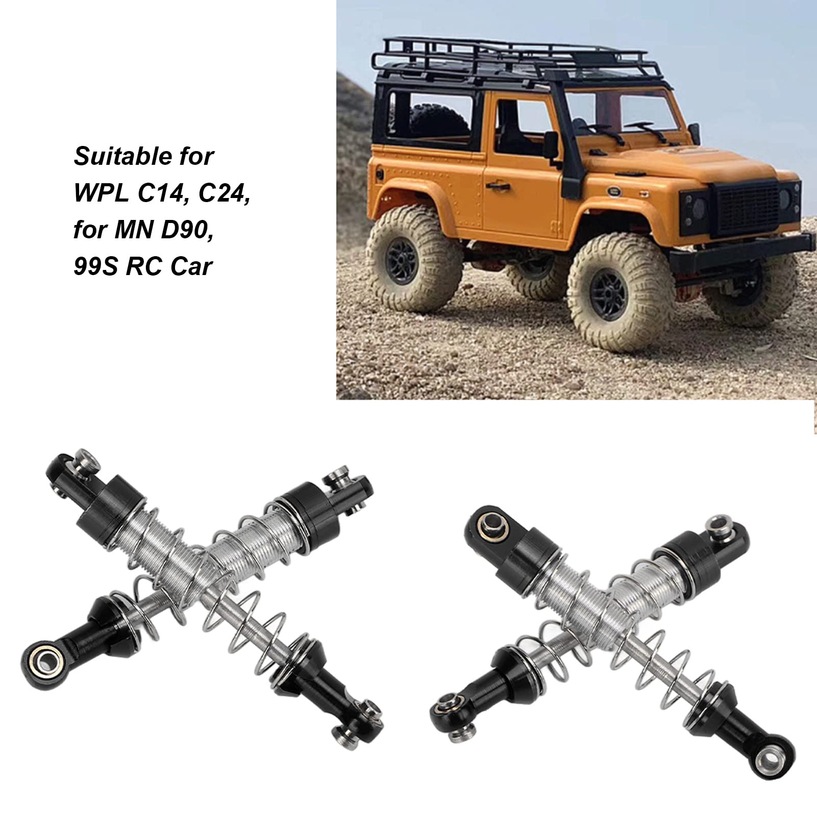 paia RC Metal Universal Shock Absorber Set con supporto ammortizzatore per parti di aggiornamento auto RC WPL C14 (nero) - 4