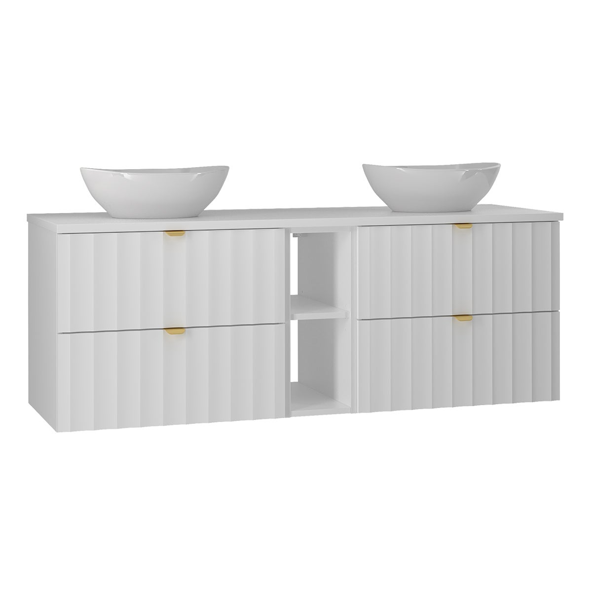 Mueble doble lavabo 140cm 2 compartimientos lexa blanco