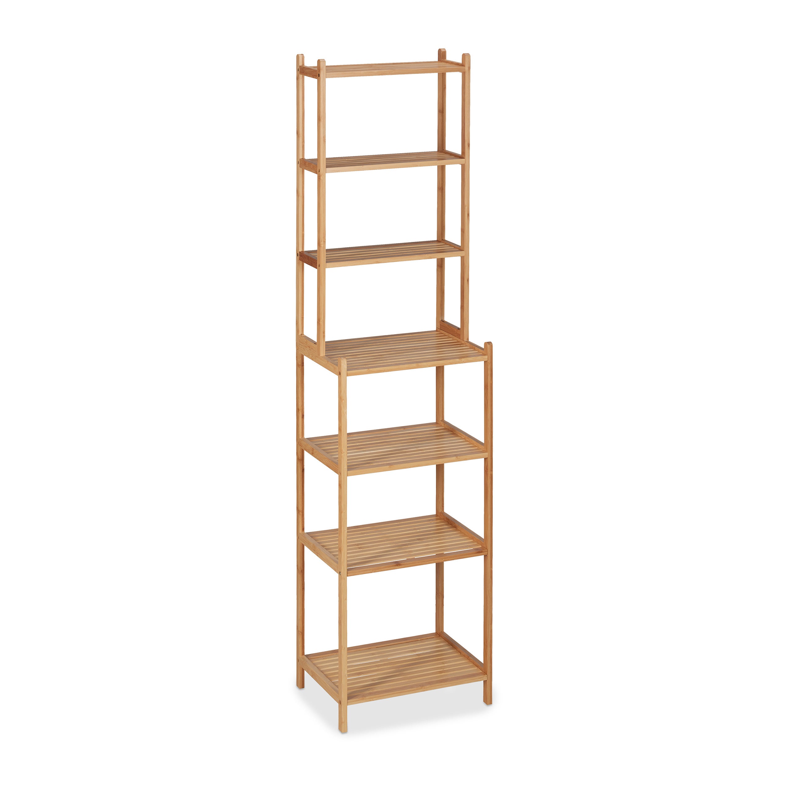 Relaxdays Scaffale da Bagno, in Bambù, HxLxP: 180 x 44 x 33 cm, 7 Ripiani, Mobile da Terra da Cucina, Marrone Naturale - 6