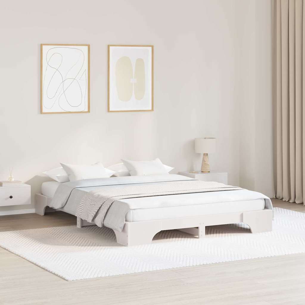 Ramka łóżka Biały 160 x 200 cm Lite drewno sosnowe vidaXL
