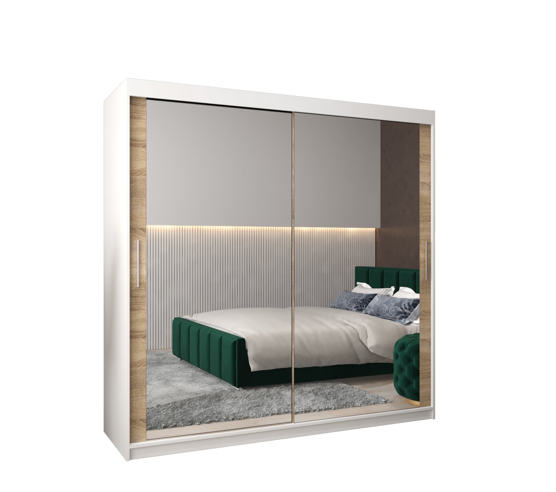 Szafa przesuwna garderoba TOKYO 3 200 x 62 x 200 cm Biały + Sonoma - Abiks Meble