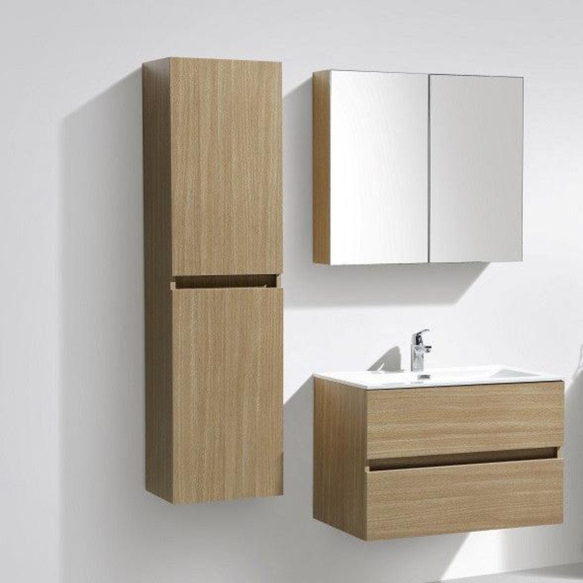 Meuble salle de bain design simple vasque SIENA largeur 80 cm chêne clair texturé - 8