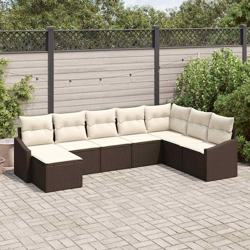 Zestaw Sof z poduszką 8 pcs Brązowy polirattan vidaXL