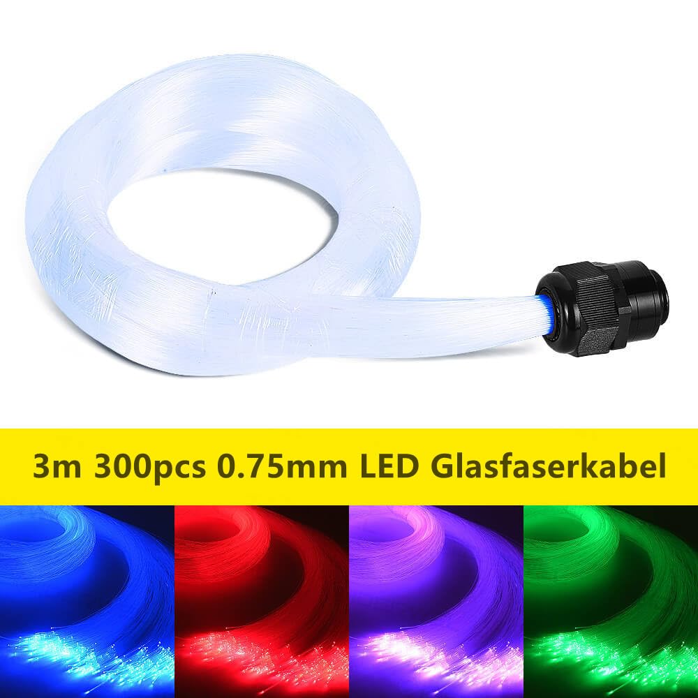 Lot de 300 Fibres Optiques LED 3m,0.75mm,PMMA,pour Plafond Étoilé,Compatible Tous Pilotes Lumière (Fibre Seule) - 2