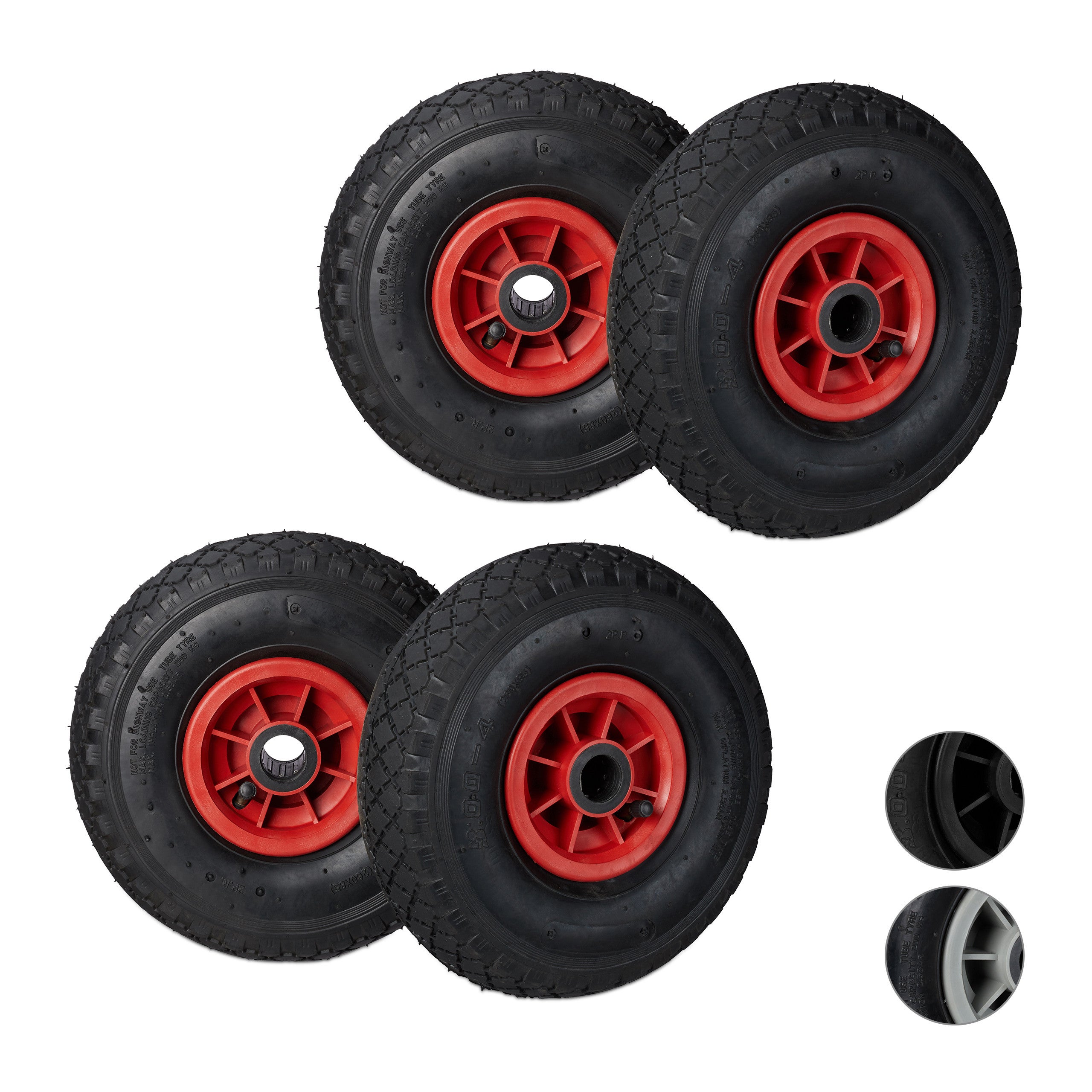 Diable Demenagement Roues Pour Diable Relaxdays - 260x85mm Caoutchouc PU - 80kg Charge - Lot De 2 Roues 3.00-4 Roues Chariot Jardin 3.00-4