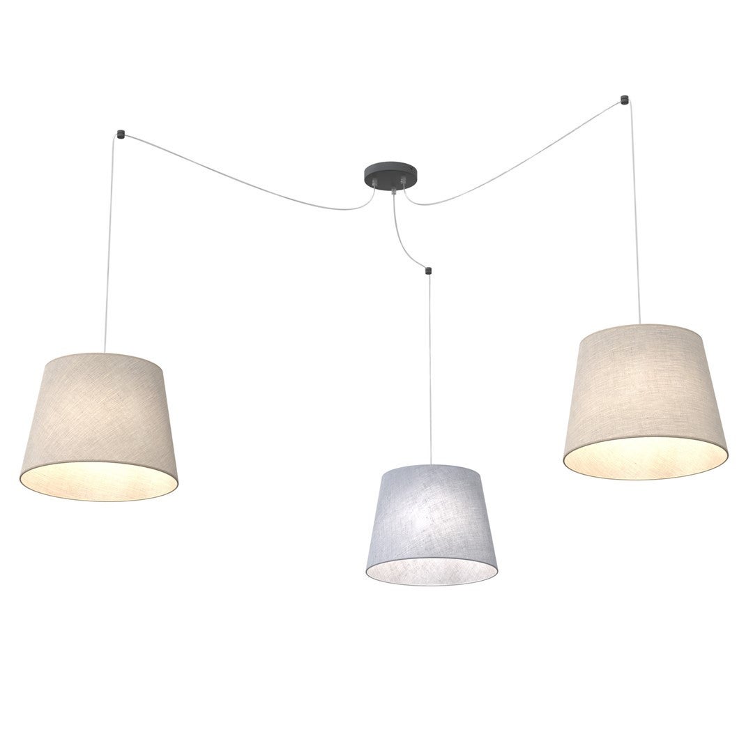 Lampa wisząca ASCOT czarno-szara 3xE27x20W tkanina wym:200x200x200cm IP20 Emibig