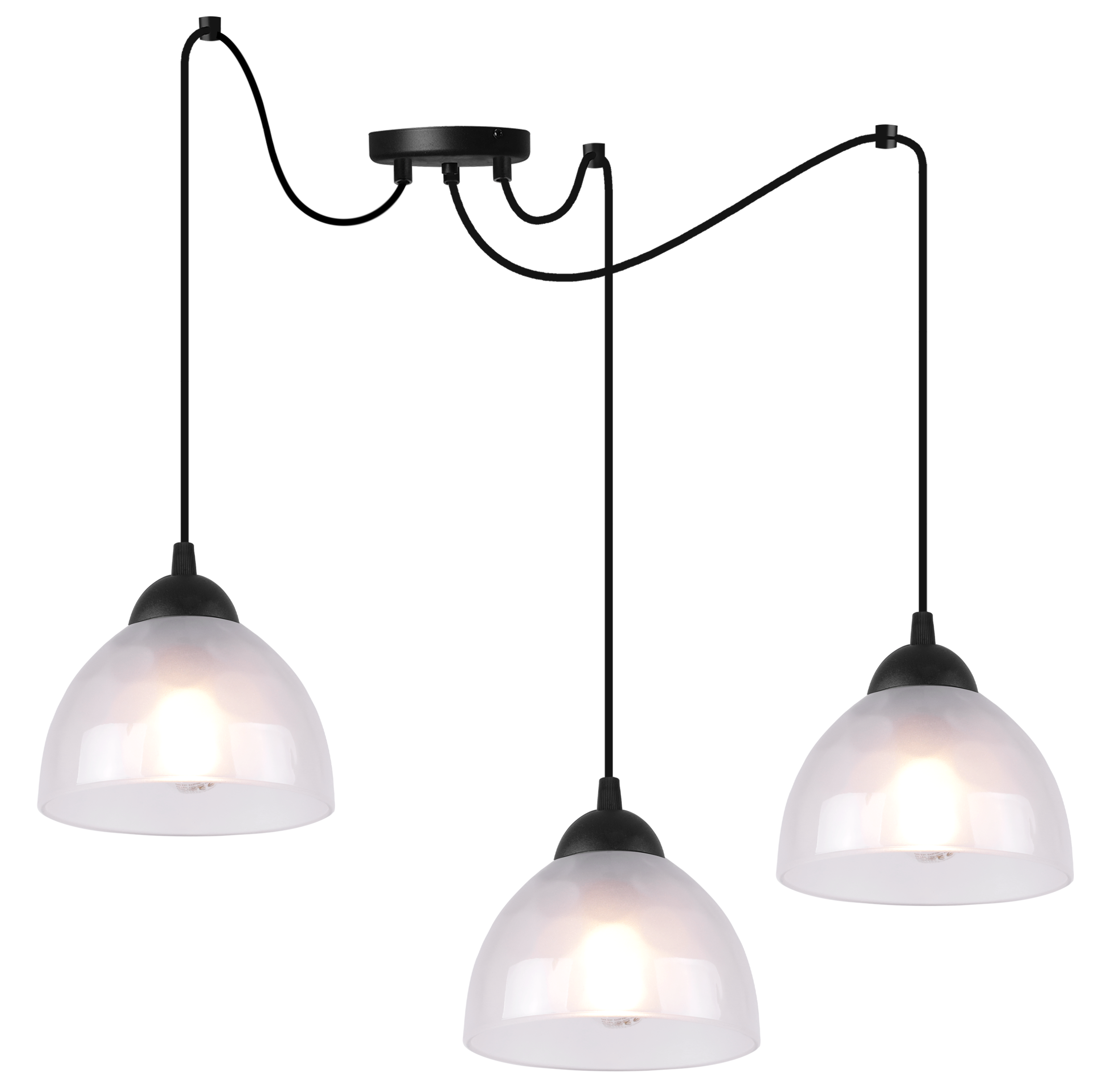 Lampa sufitowa wisząca Venice Pająk czarna modern 1xE27 klosz szklany mleczny Light Home LH