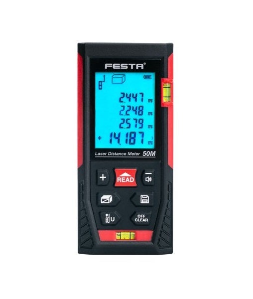 Télémètre Laser 50m LD50 – Avec Réflecteur Et Niveaux à Bulle – Neuf