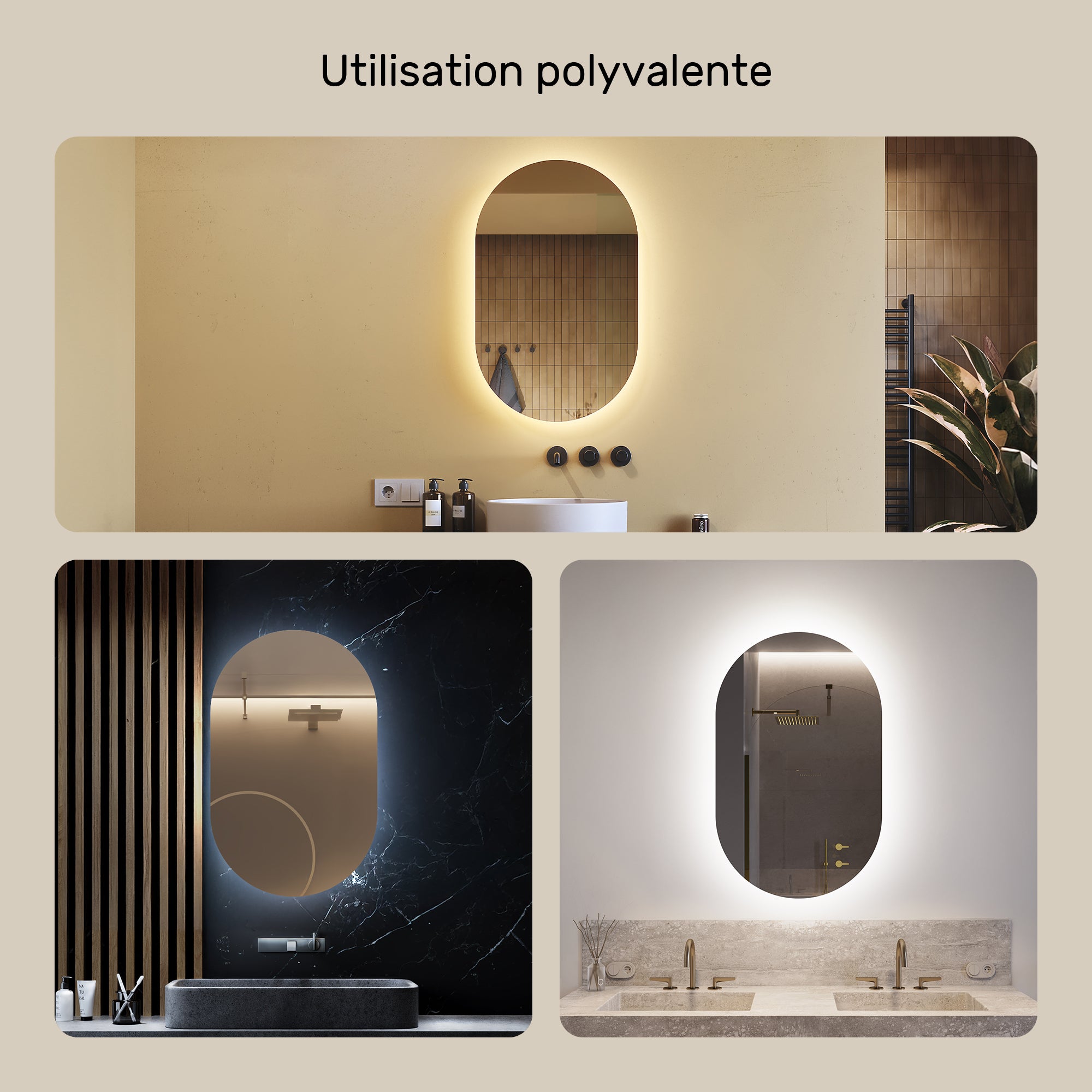Lustro z oświetleniem łazienkowym LED (50x80cm) Jasne lustro LED z oświetleniem (TST106) Chłodna biel 6500K - 2