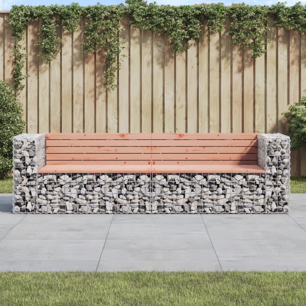 Ławka ogrodowa vidaXL gabion drewno lite kompaktowa 244x71 cm