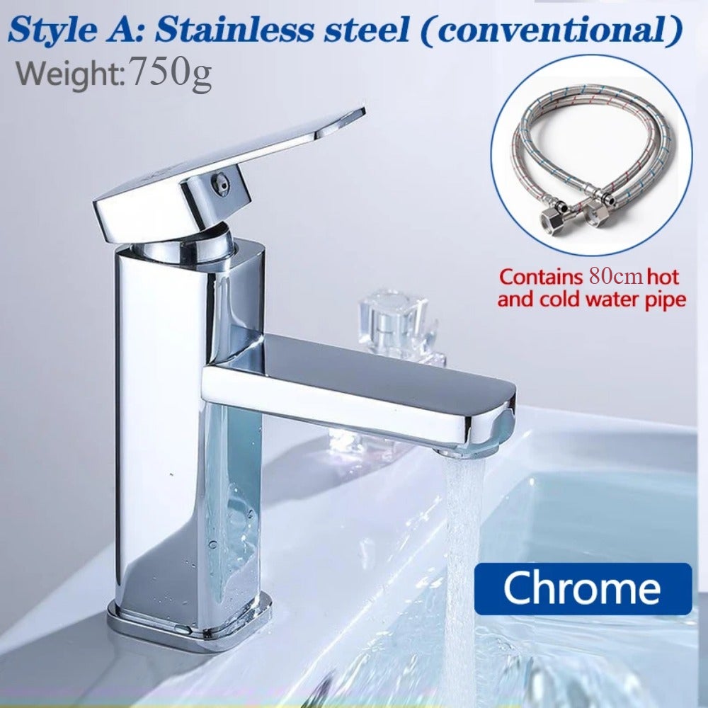 1-otworowa bateria umywalkowa z armaturą odpływową (srebrna)