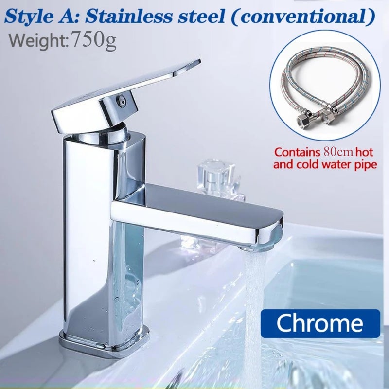 1-otworowa bateria umywalkowa z armaturą odpływową (srebrna)