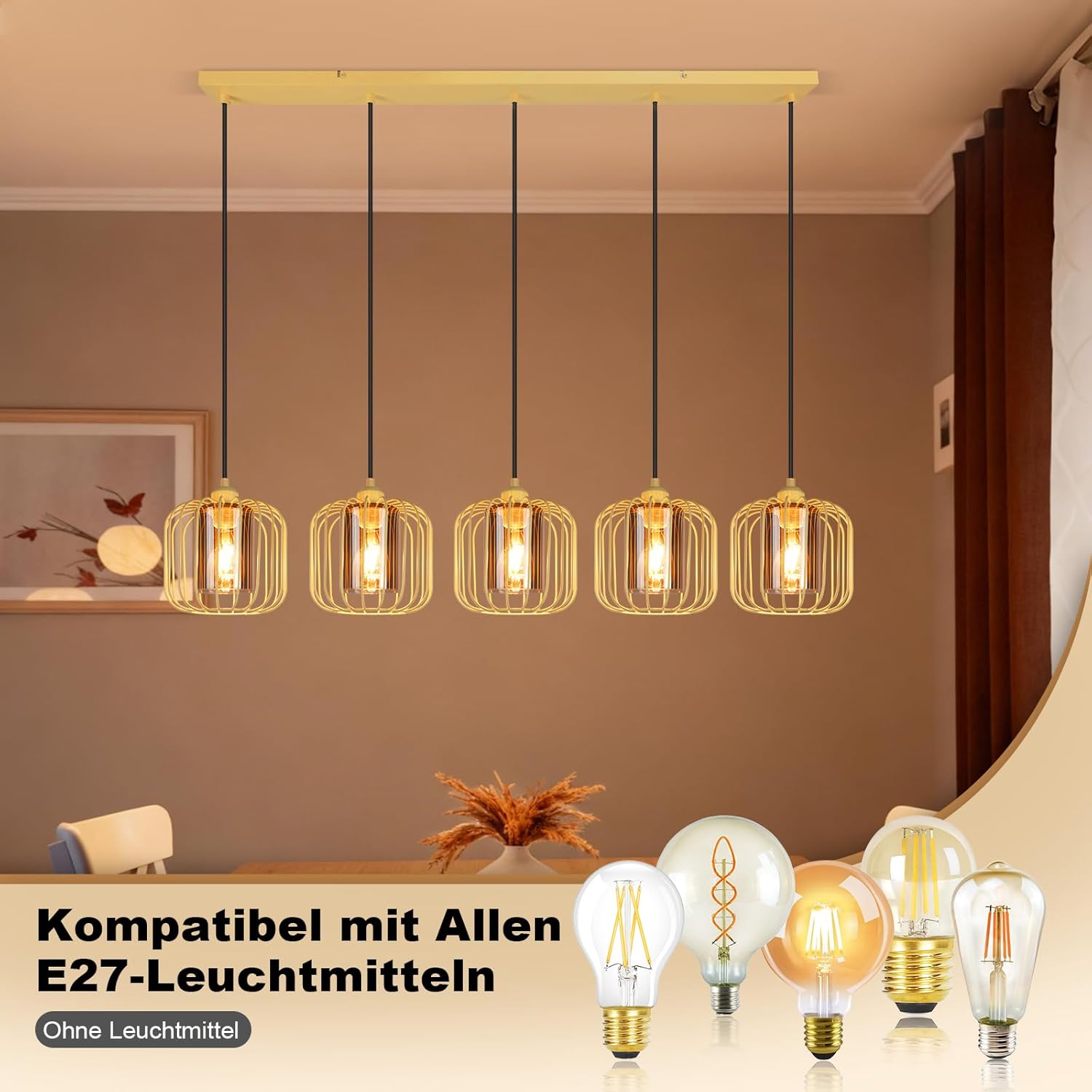 Lámpara Colgante, 3 Luces Vintage Lámparas De Techo Con Jaula Cube Triángulo Tambor, Iluminación Creativo Decortivo E27 Para Pasillo Porche Dormitorio Sala Cafetería Bar (Negro