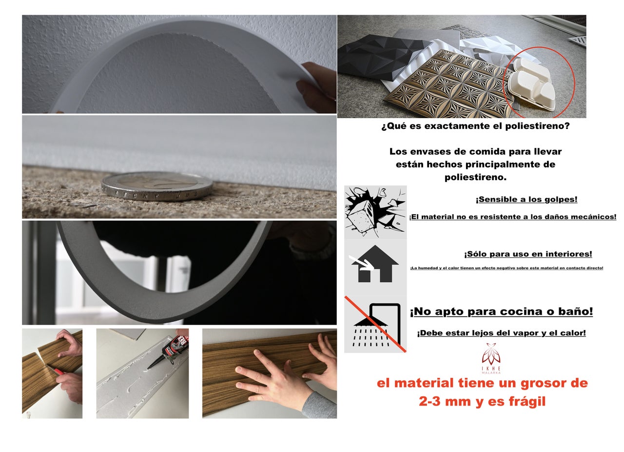10 m² / 60 pièces dalles de plafond panneaux de plafond lambris en béton aspect imitation POLYSTYRÈNE MATÉRIAU 2 mm d'épaisseur P41 - 6