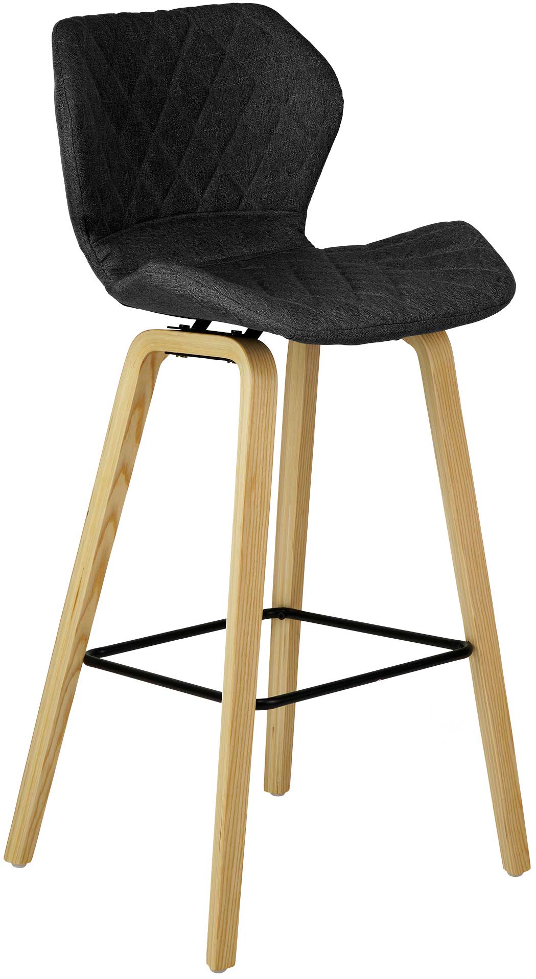 Tabouret De Bar Lincoln CLP – Tissu, Bois, Métal – Dossier Haut, Repose-pieds – Neuf
