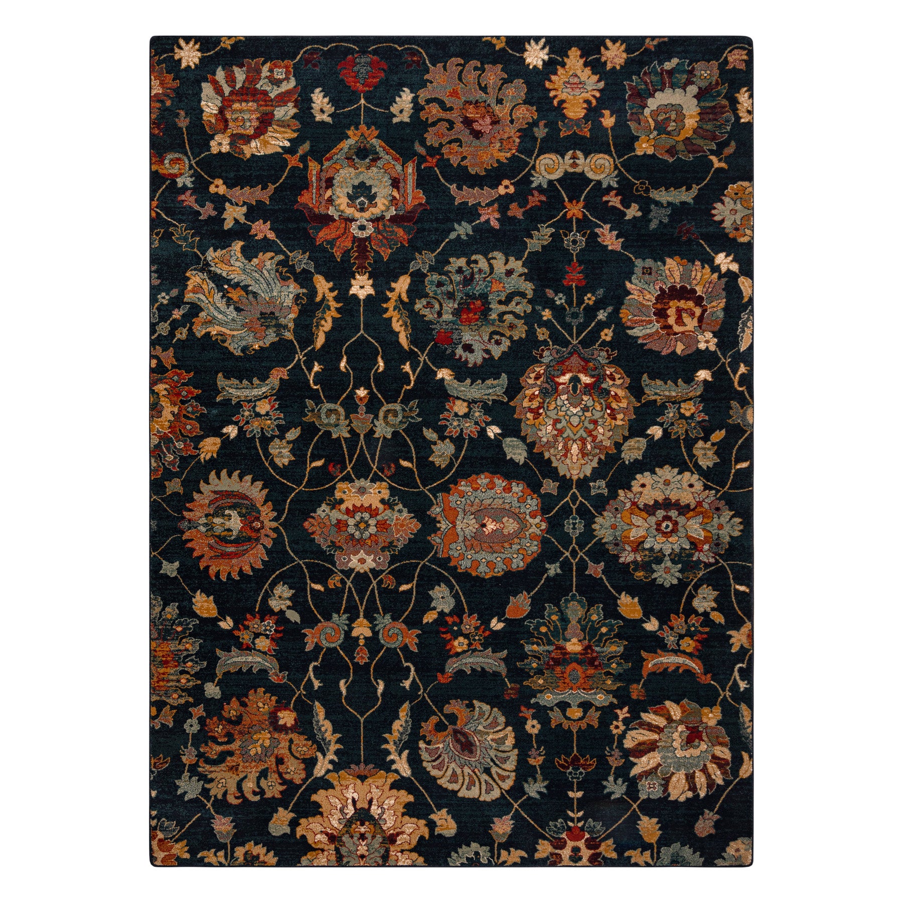 Dywan wełniany OMEGA LATICA Kwiaty navy granat 135x200 cm - 2