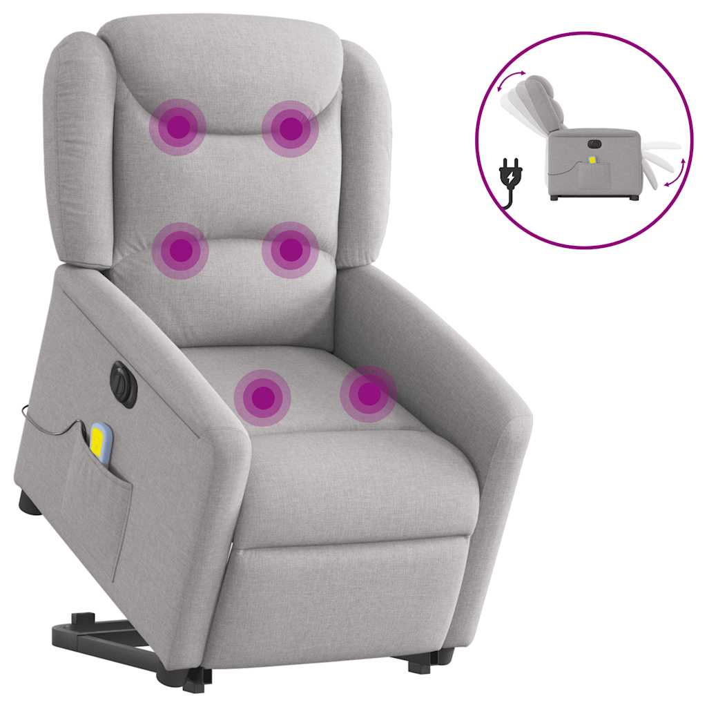 Fauteuil inclinable de massage | Fauteuil de relaxation | Chaise de relaxation électrique gris nuage tissu CFW947933 - 2