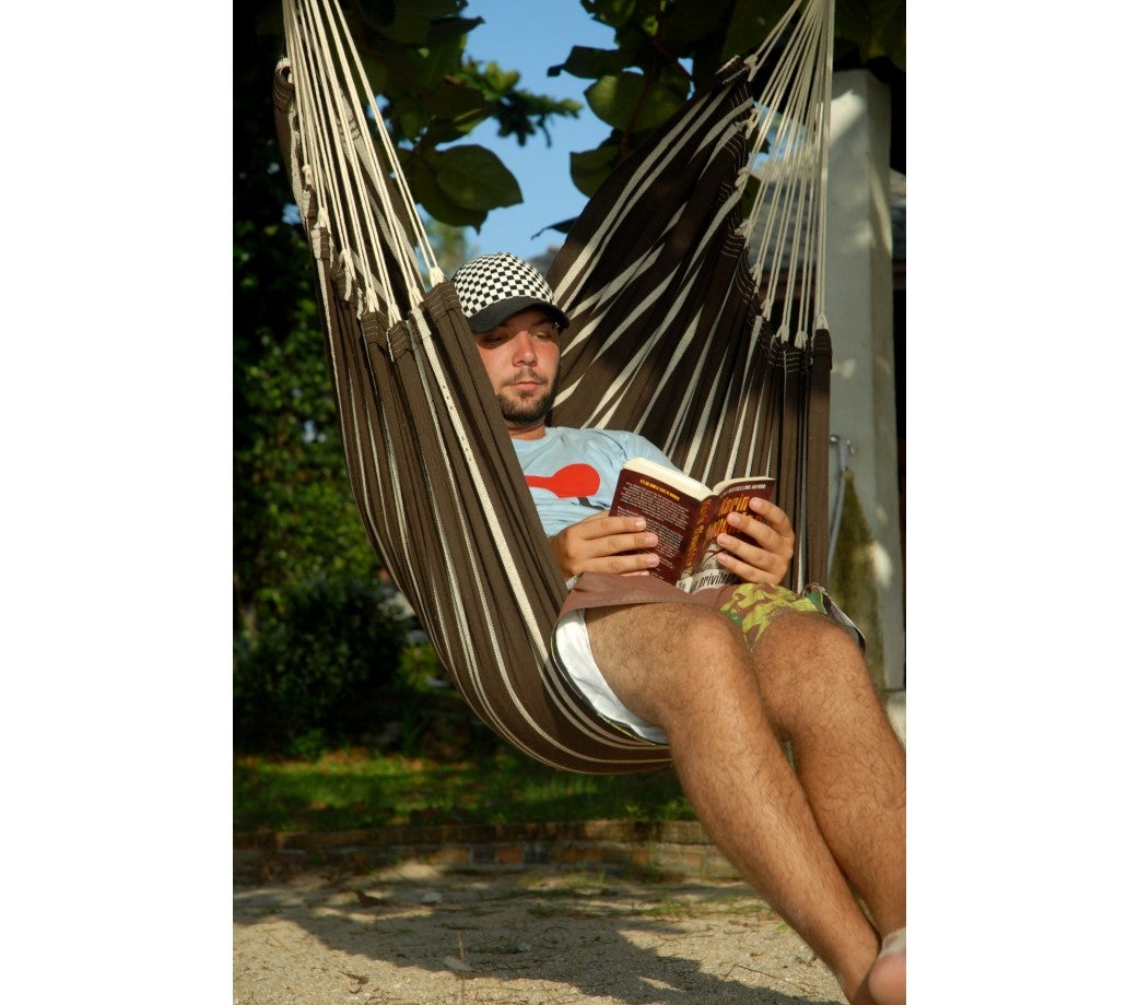 Chaise-Hamac Géante Brasil Gigante - Charge 160 Kg, 200 X 140 Cm, Confort XXL En Toile Résistante, Idéal Détente Extérieure (Couleur Lave)