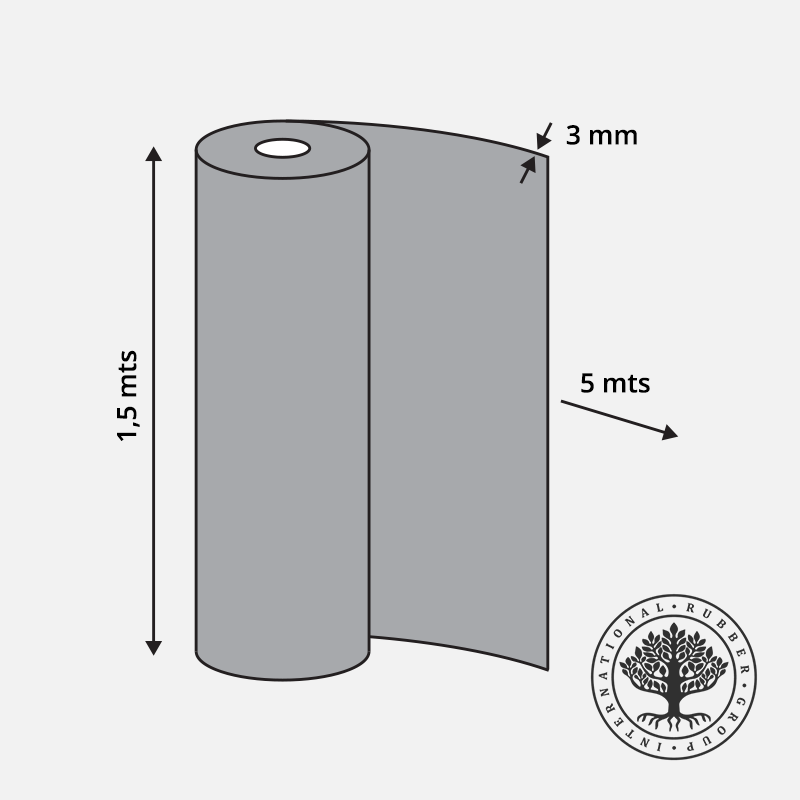 Pavimento goma círculos negro - Rollo 5 m x 1,50 m x 3 mm - Revestimiento para suelos impermeable y antideslizante - 5