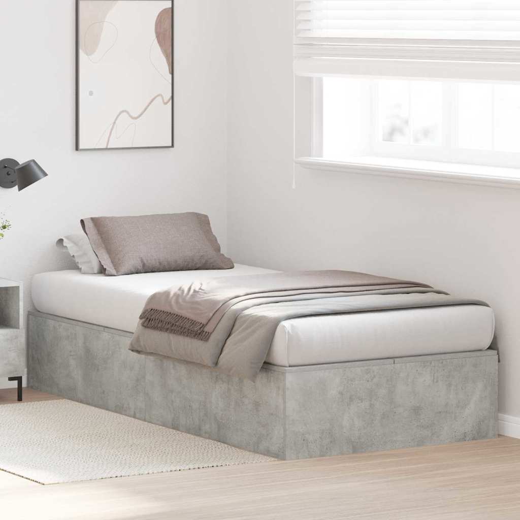 Cadre de lit avec rangement, gris béton, pour la chambre, 90 × 200 cm - 4