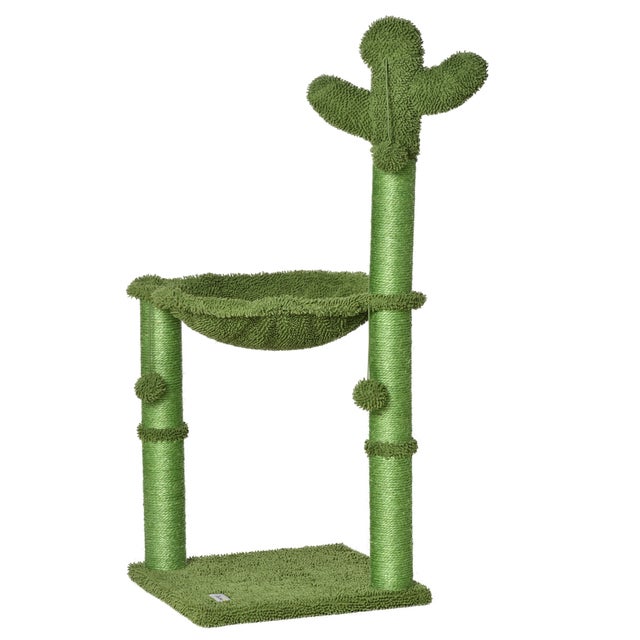 Griffoir Cactus Jute Arbre  Chat Happy & Polly - Cactus Griffoir Jute -  Hauteur 60cm - Base Stable - Vert Arbre  Chat Design Dcoratif 60cm
