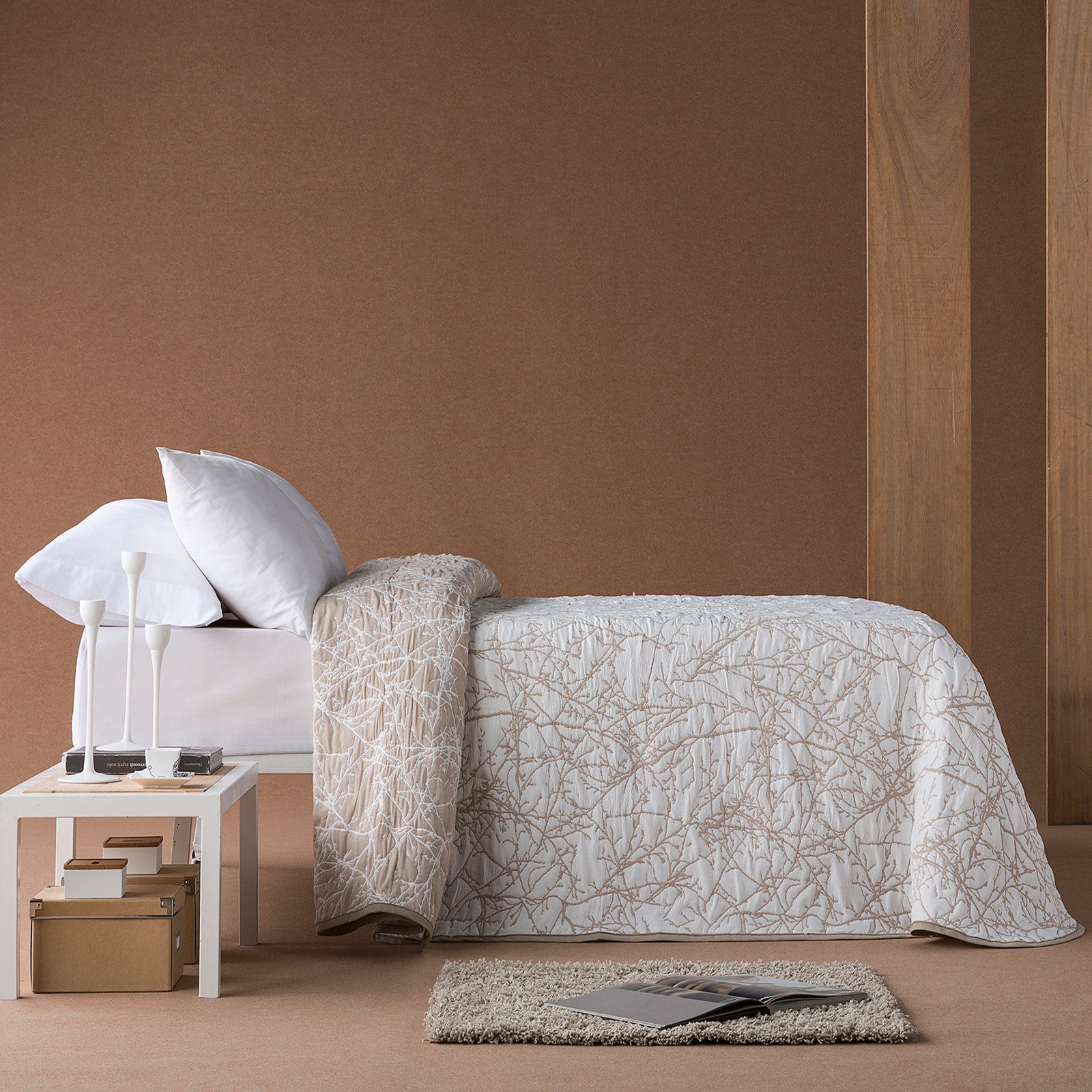 ESTORALIS - Protectores Cama | Colcha Verano de Diseño Moderno | Para Cama 180 cm. ( 270 x 270 cm. Ancho/Alto ) Tejido Jaquard TOPACIO Color- Beige - 2