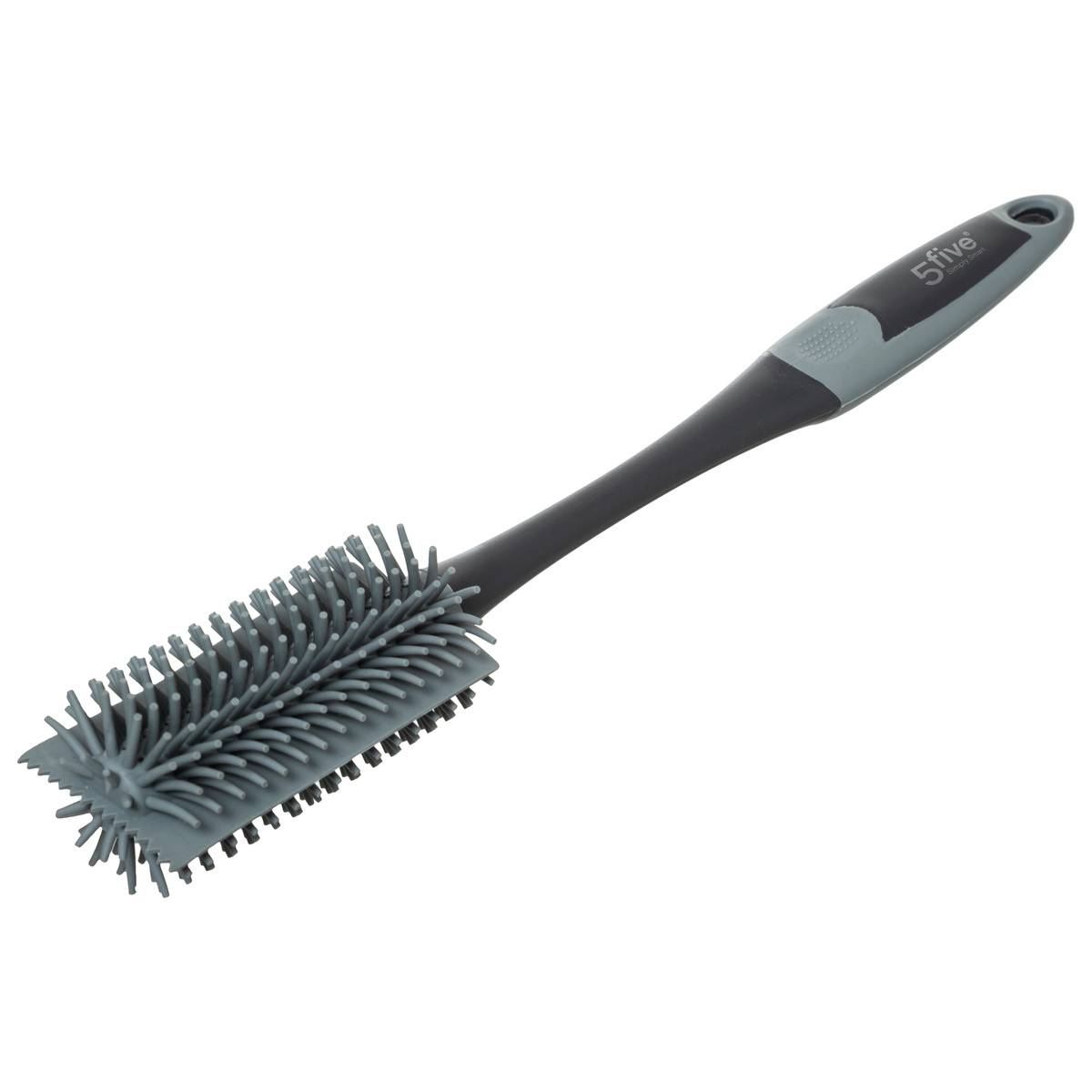 Set Scopa E Paletta 5five In Plastica Grigia – Con Denti Per Pulire Le Setole E Striscia In Gomma, Per Casa - 3