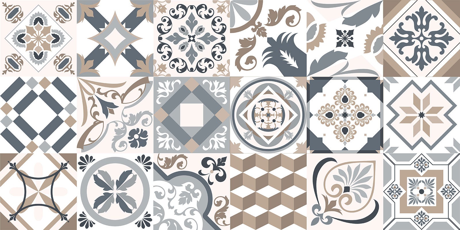 Crédence adhésive sticker décoratif pour cuisine - Effet carreaux de ciment - Adhésif MAT - 60x120 cm - 2