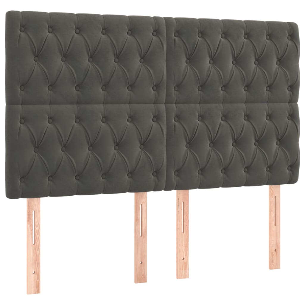 Cadre de lit sans matelas, velours, gris foncé, pour la chambre, 160 × 200 cm - 8