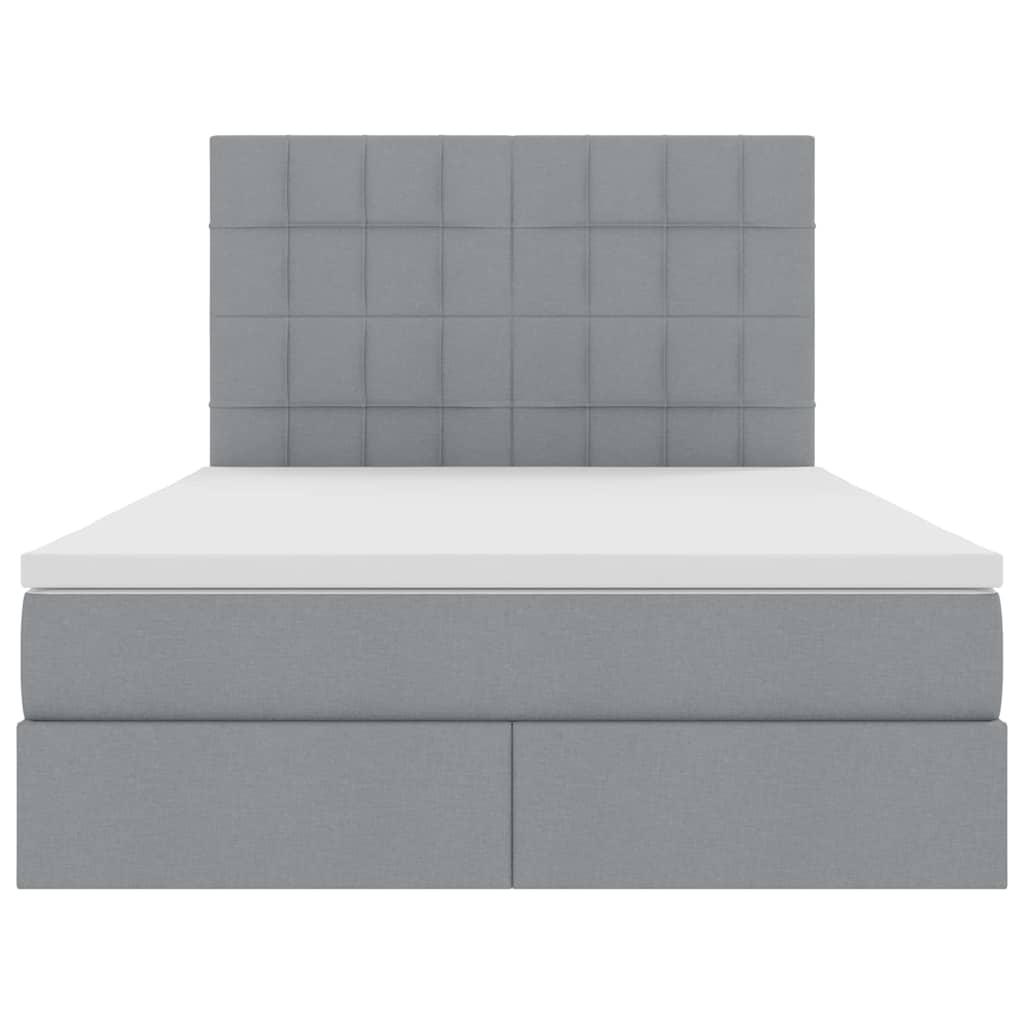 Lit avec rangement et matelas, en tissu gris clair, pour la chambre, 140 × 200 cm - 7