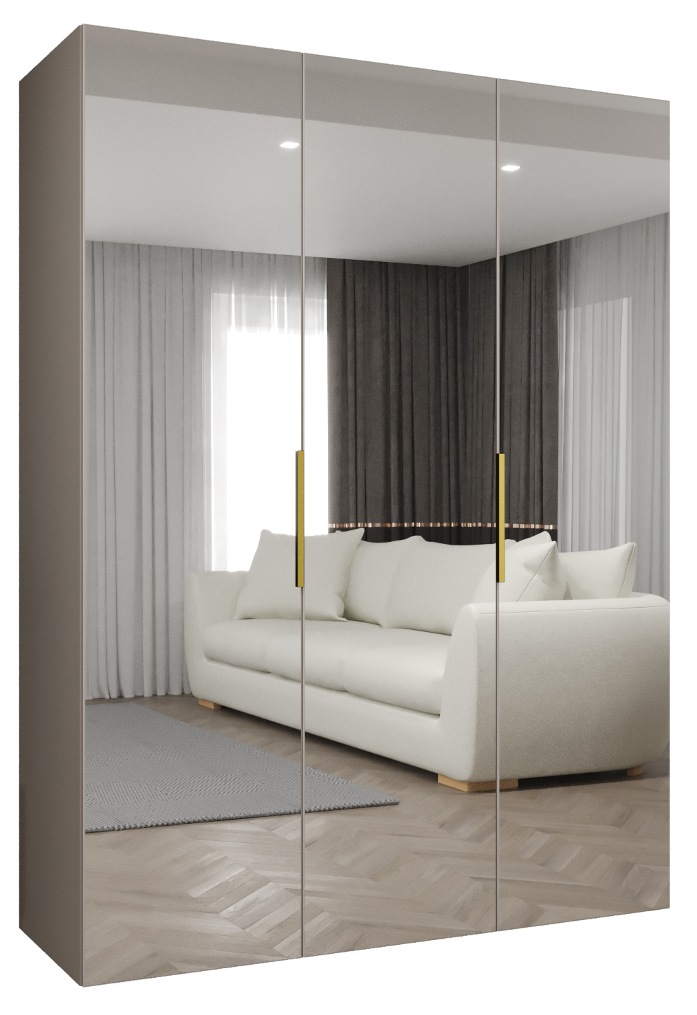 Szafa uchylna otwierana Marbella 3 150 x 52 x 202 cm kaszmir + u. złoty Abiks Meble
